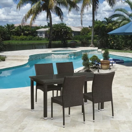 Обеденный комплект плетеной мебели из искусственного ротанга T256A/YC380A-W53 Brown 4Pcs + подушки на стульях_0