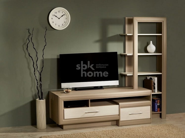 Тумба под ТВ с полкой, Лацио (1900*450*1650) Серый камень, 30501_1