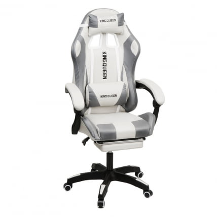 Кресло 907 KINGQUEEN, замша, цвет светло-серый с массажем, арт 907-Rice-White_0