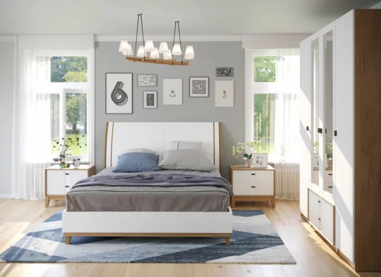 Модульная спальня Бари №3 Дуб Золотой Белый_1