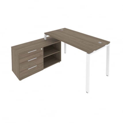 Рабочая станция на П-образном м/к с опорной тумбой левая Metal System Б.РС-СТС-2.3 Л Вяз/Белый_0