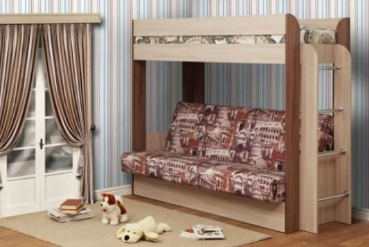 Двухъярусная кровать с диваном Карамель 75 Ясень шимо темный Ясень шимо светлый_6
