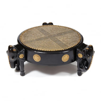 Столик Secret De Maison 3 SLONA ( mod. ND-005) дерево манго/латунная чеканка, Dia 48. В 19 см, этническая роспись_7