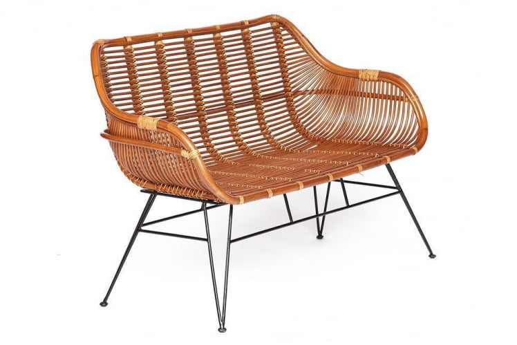 Софа Secret De Maison Pitaya (mod. 02 5089 SP KD/1-1) натуральный ротанг/металл, 80х117х64см, светлый мед/черный_0