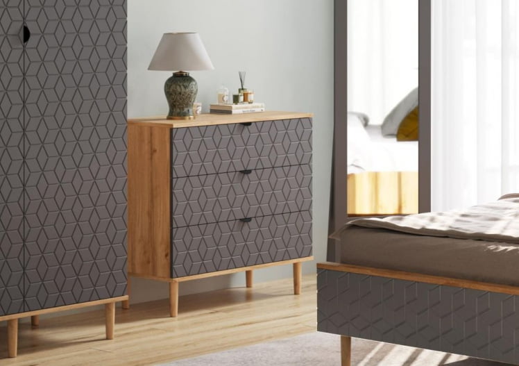 Комод Денвер 3 ящ Дуб вотан/Графит Р-810_1