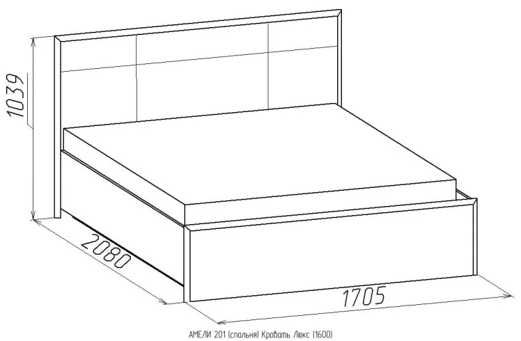 Кровать АМЕЛИ 1600 Люкс 201 с основанием дерево (венге)_1