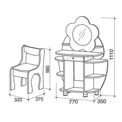 Столик и стульчик Ромашка Набор Дуб млечный / Оранж_1