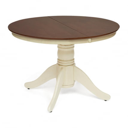 Стол обеденный раскладной Cairo / Каир (CT4260) дерево гевея, 100(133)х100х75см, Античный белый/Темный Дуб_7