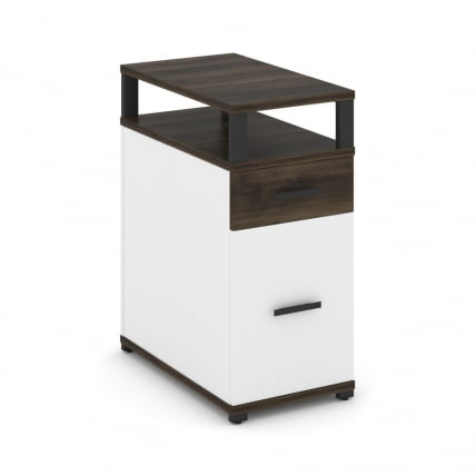 Тумба опорная/приставная с ящиком, распашным фасадом и надставкой CONCEPT CN.TGO-006 B/W Дуб Мали Белый бриллиант Черный_0