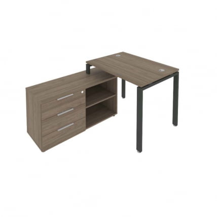 Рабочая станция на П-образном м/к с опорной тумбой левая Metal System Б.РС-СТС-2.1 Л Вяз/Антрацит_0