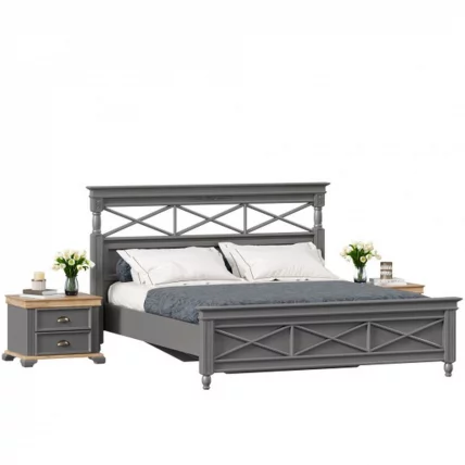 Кровать двуспальная 1600 Амели с тумбами Оникс серый_0