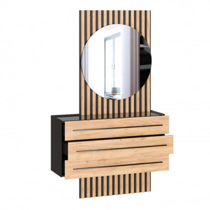 Тумба с зеркалом левая Неаполь ЛД 134.100.000 Черный Дуб Золотой_1