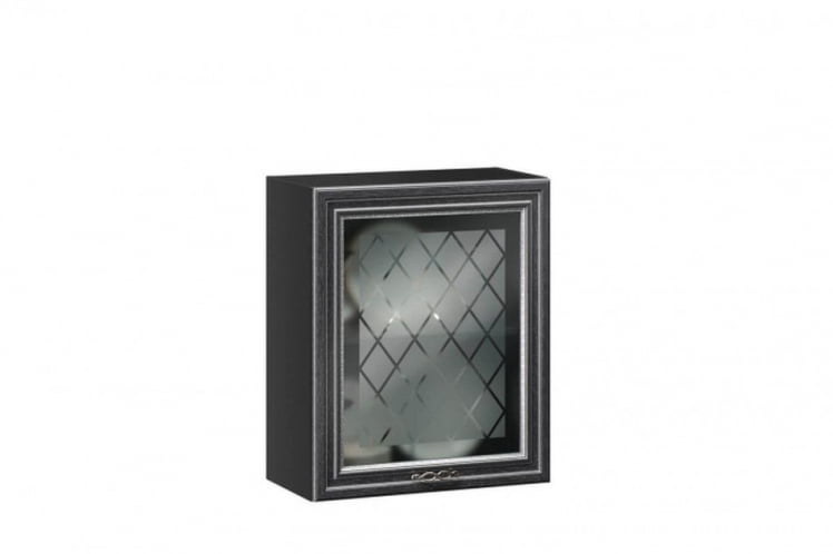 Шкаф кухонный 600 со стеклом Италия ЛД 275.357.000 Черный Дуб темный_0