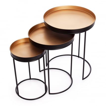 Набор столиков Secret De Maison RUNA ( mod. 11870 ) алюминиевый сплав, 30,5*30,5*48 см, черный/античная медь_4