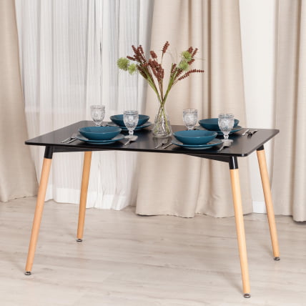 Стол JOHN (mod. T1001) МДФ/дерево, 80 х 120 х 75 см , Black (черный)/ Natural (натуральный)_4