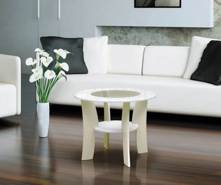 Стол журнальный №3 Белый/Cмола белая (глянец)_0