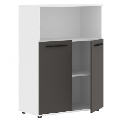 Шкаф с глухими малыми дверьми EDIS EMCS 85.3 Мокко Черный Белый_1