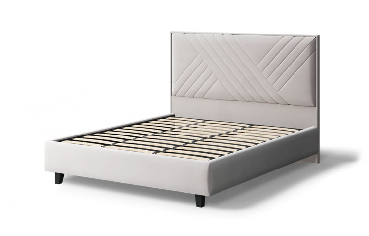 Кровать МИРА 2000*1400мм (на опорах), велюр NEO 02 (бежевый), (б/основания, б/матраса)_2