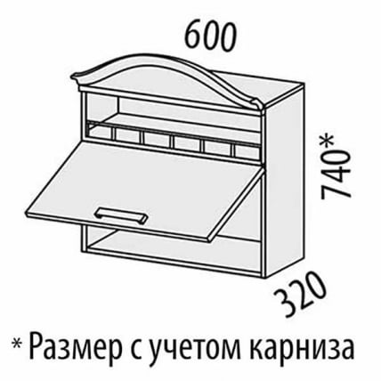 Шкаф над вытяжкой (с системой плавного закрывания) Милана 23.13.1 Сосна Астрид/Ваниль_4