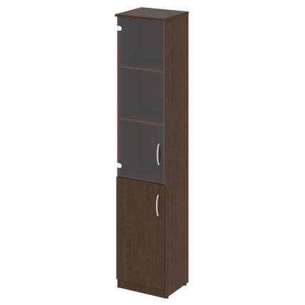 Шкаф высокий узкий левый (1 низкая дверь ЛДСП, 1 средняя дверь стекло) NOVA S В.СУ-1.2 L Венге Цаво_0