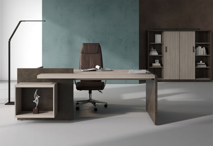 Кабинет руководителя WOOD&STONE №01 Бетон Чикаго темный Дрифтвуд_0