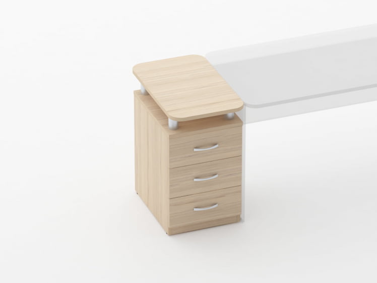 Тумба приставная на 3 ящика с проставками Glassy 3.10.16 Орех_1