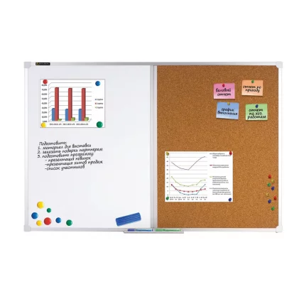 Доска комбинированная магнитно-маркерная BRAUBERG для объявлений 60х90 см_0