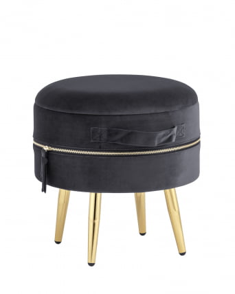 Пуф Тильда с ящиком велюр Антрацит_0