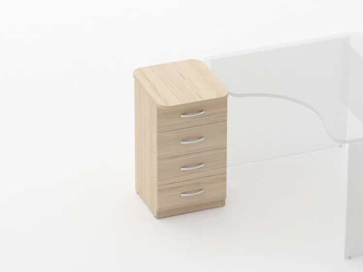 Тумба приставная на 4 ящика Glassy 3.10.11 Дуб молочный_1