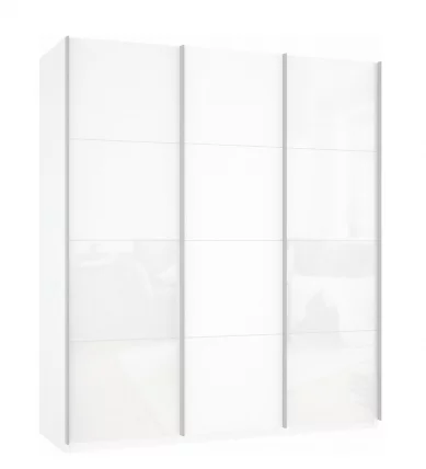 Шкаф-купе трехдверный Прайм 2100 Белое стекло/ДСП/Белое стекло Белый снег_0
