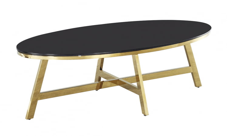 Журнальный стол АЛЬБА 100x50 Золото (стекло черное)_0