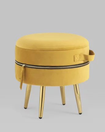 Пуф Тильда с ящиком велюр Охра_1