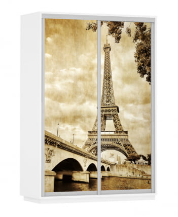 Шкаф-купе двухдверный Экспресс Дуо 1600х2200h Париж/Белый снег_0