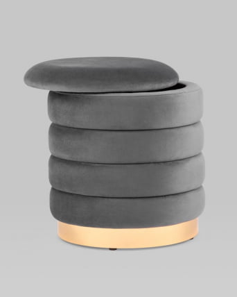 Пуф Франсис с ящиком велюр Серый_3