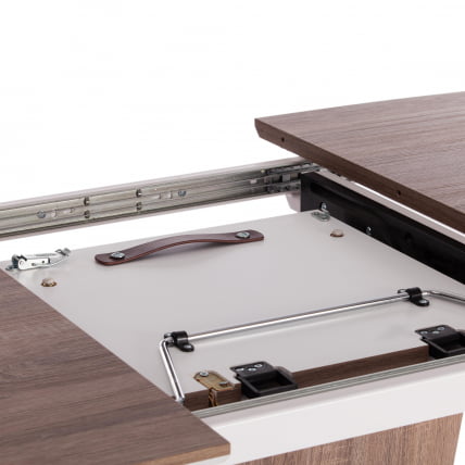 Стол FANCY МДФ HPL, 120-160х85х75 см, Дуб трюфель/Белый_10