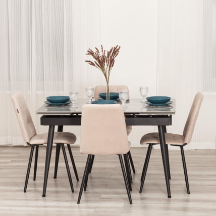 Стул обеденный Asti велюр, молочный/черный, (Porsche 2)_15