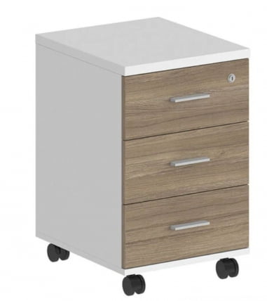 Тумба мобильная с тремя ящиками Sigma SG.612.WH.OD Белый Дуб темный_0