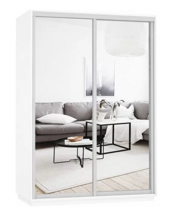 Шкаф-купе двухдверный Экспресс Дуо Экспенс 1600х2200h Белый снег_0