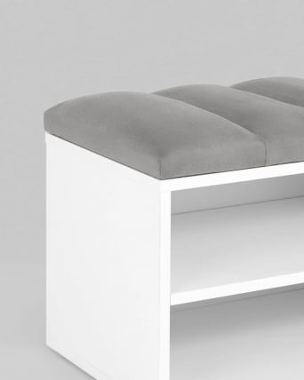 Обувница Хольст белая велюр Серый_4