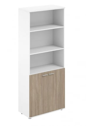 Шкаф высокий полуоткрытый Sigma SG.851.WH.OD Белый Дуб темный_0