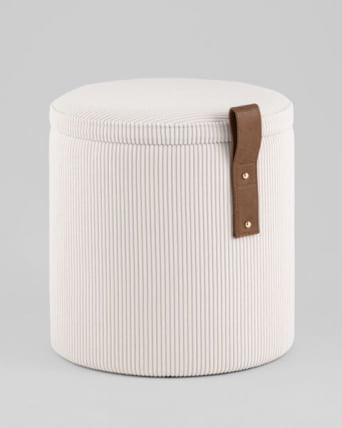 Пуф Руни XS с ящиком вельвет белый_4