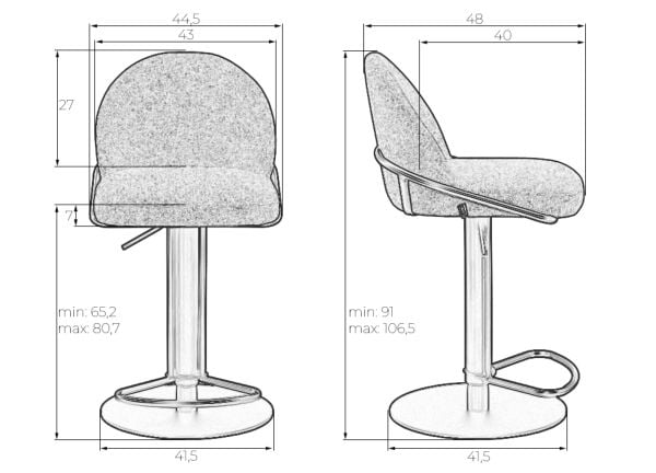 Стул барный ДОБРИН ОЛИВЕР (серая ткань (ФЛЙ1347-17)) 2 шт / DOBRIN OLIVER (FLY1347-17))_9