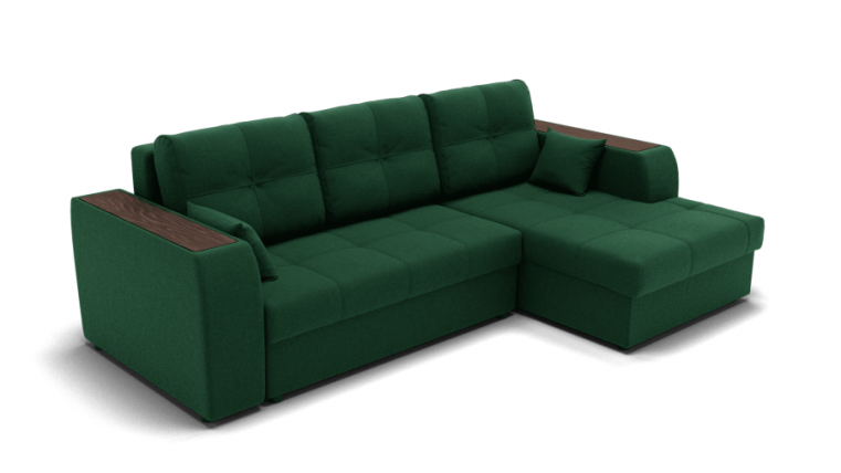 Диван Сенатор-3 НПБ угол левый/правый (ЗР) Цвет фасада: Зеленый; Тип: Левый/правый; Материал фасада: Металл/Велюр_0