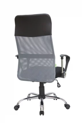 Кресло оператора Riva 8074 подголовник-экокожа Черный-серый_3