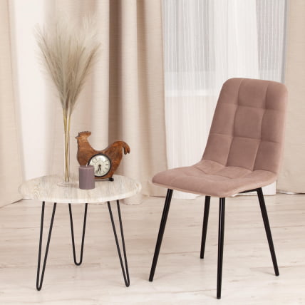 Стул CHILLY MAX Велюр/металл , 45 х 54 х 90 см , серо-бежевый 08/черный_8
