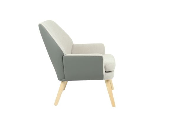 Кресло Харви серый с серой экокожей деревянные ножки_3