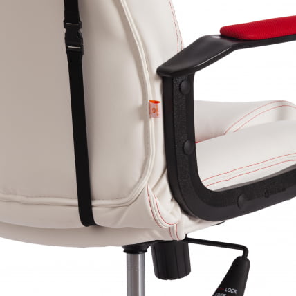 Кресло DRIVER (22) кож/зам/ткань, белый/красный, 36-01/TW-08_11