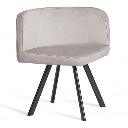 Комплект (стол, 4 стула) QUADRON (mod. PT14) Стол: МДФ/металл, стул: металл/велюр, 100х100х73 см, 69х56х71 см, Light-grey(св-серый) HLR-14/черный_2