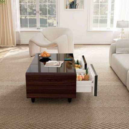 Умный кофейный столик с холодильником EUREKA TB135, Walnut+Black_6