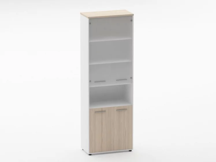 Шкаф 5 широкий верх стеклянная дверь, низ закрытый, с нишей Deka 10.23.181 Туя/Белый_0